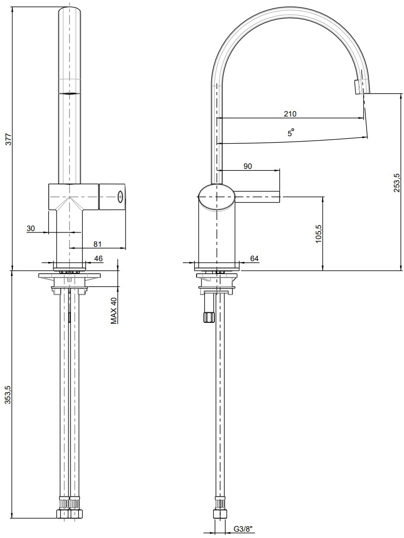 Rubinetterie Frattini Смеситель для мойки, однорычажный, с поворотным изливом Brera sun-id-1437798 - Вид №1