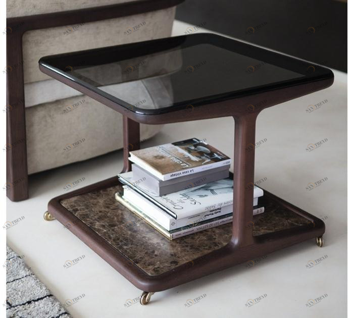 Porada Квадратный деревянный журнальный столик на колесиках Iron sun-id-1380473