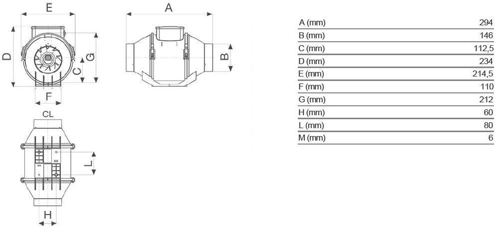 Vortice Канальный осевой центробежный вентилятор Lineo v0 17003 - Вид №4
