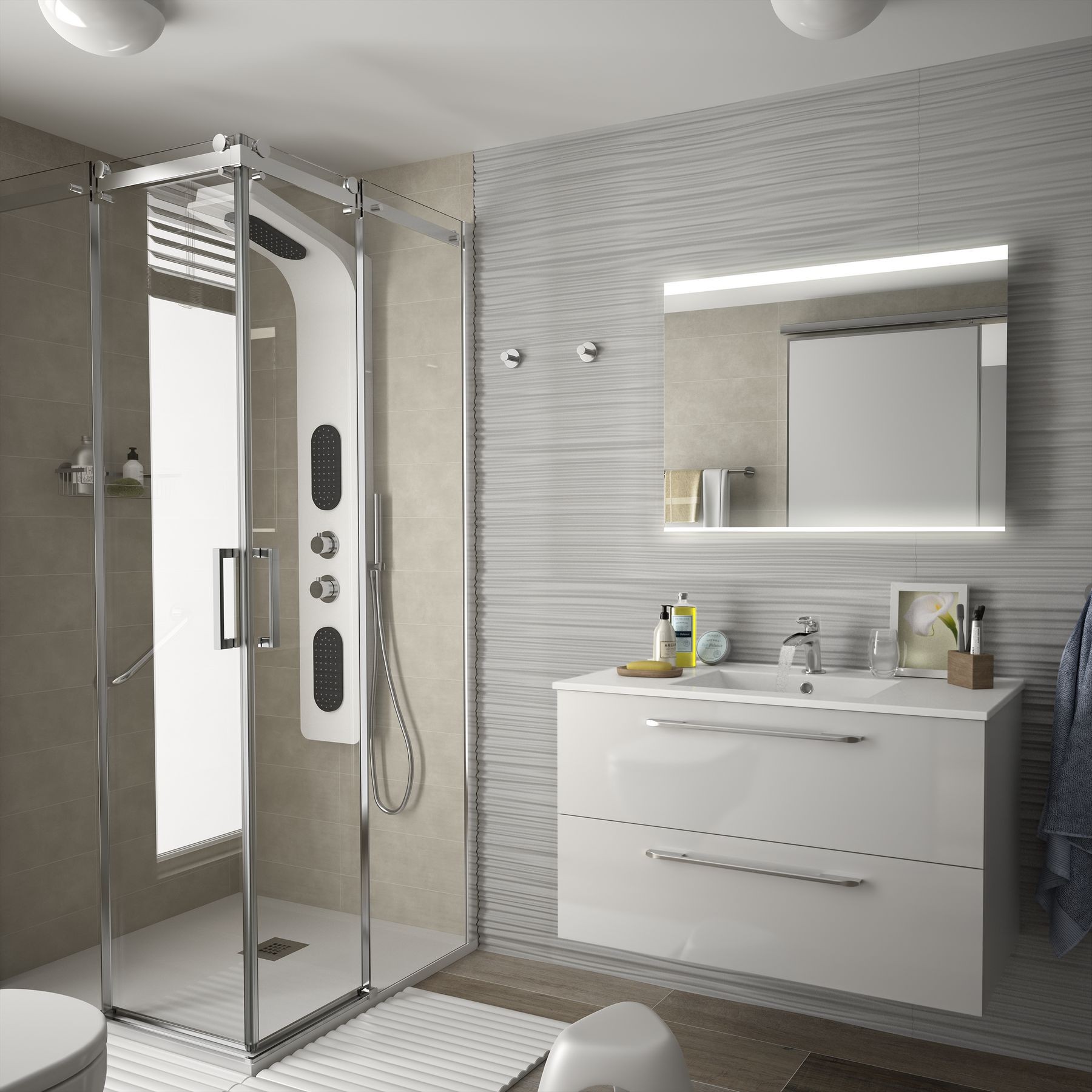 23299 SALGAR Мебель для умывальника FUSSION CHROME 900 2 ящика GLOSS WHITE 897 x 540 x 450 мм Глянцевый белый