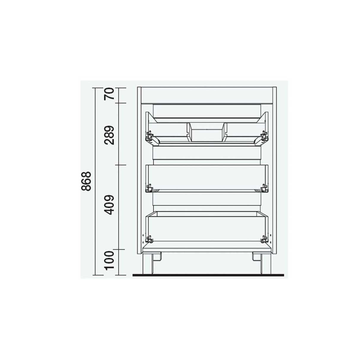 26570 SALGAR Мебель для умывальника FUSSION LINE 900 3 ящика NATURAL 897 x 868 x 450 мм Естественный - Вид №3
