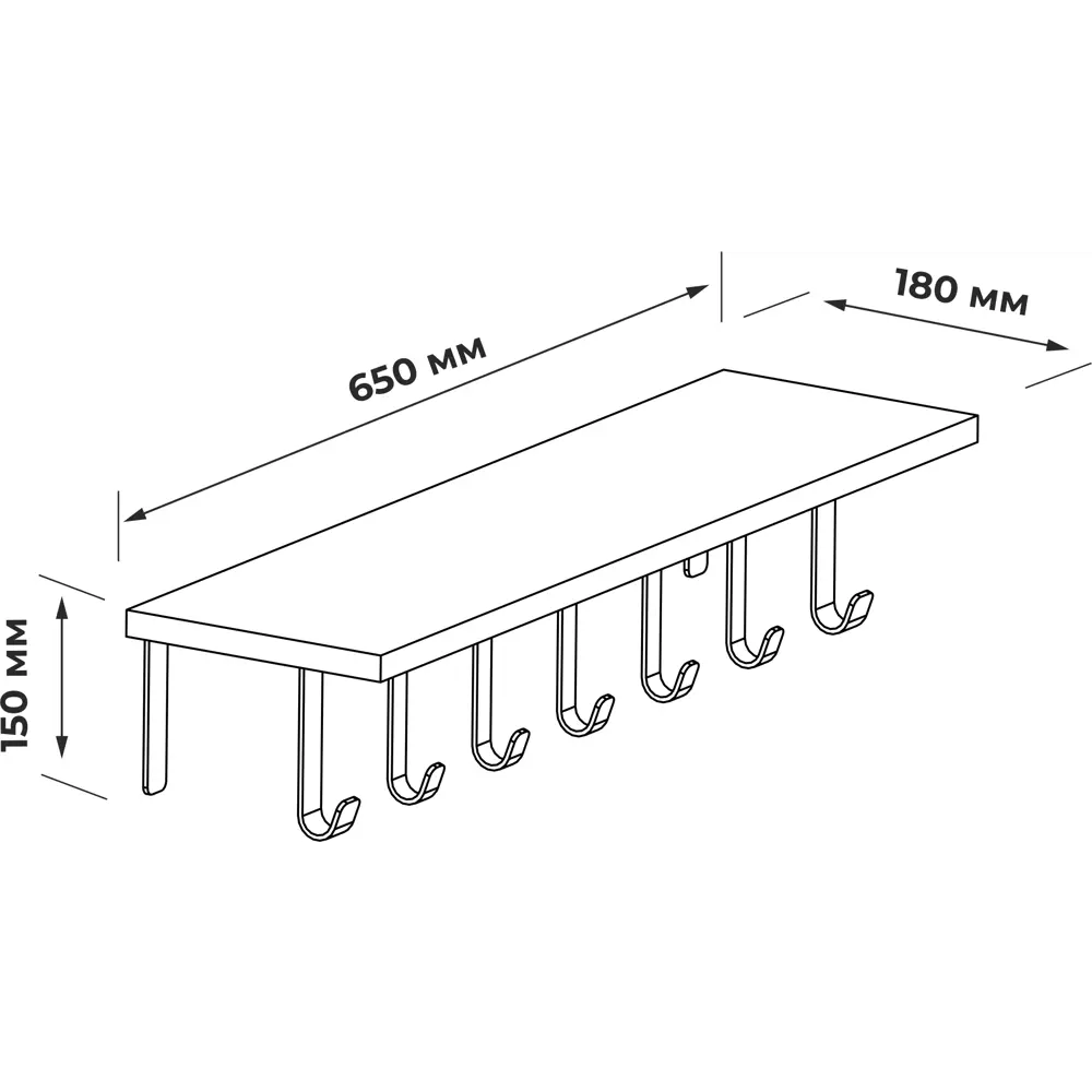 Santreyd Полка Otto настенная с крючками для прихожей 83728495 STLM-0043867 - Вид №2