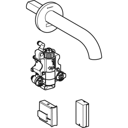 116.288.21.1 Смеситель для раковины Geberit Piave, настенный монтаж, питание от батарей, с функциональным блоком для скрытого монтажа Geberit  - Вид №7