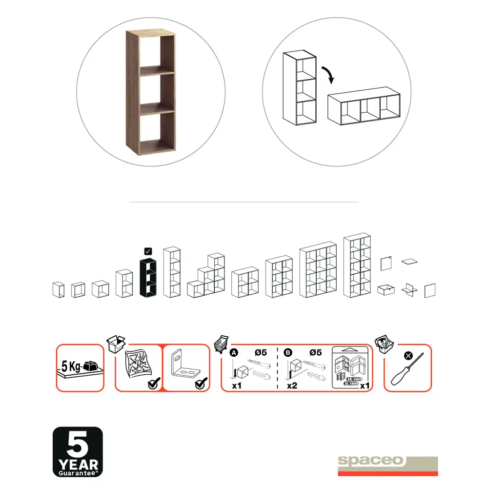 SPACEO Стеллаж «Куб» — модульная система хранения на 3 секции 82731880 STLM-0034871 - Вид №5
