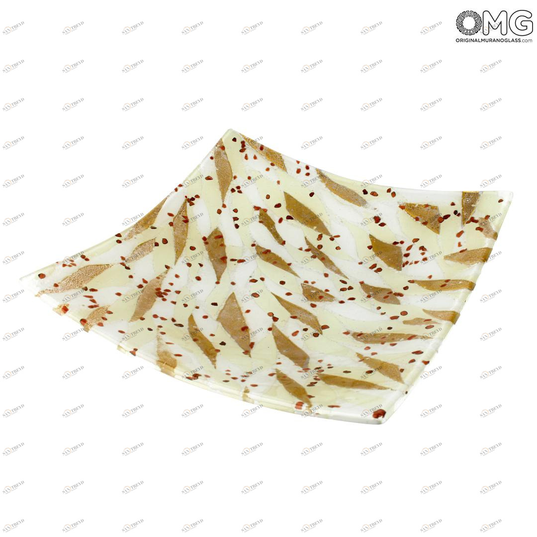 3150 ORIGINALMURANOGLASS Квадратное блюдце Нюанс - белое - Original Murano Glass OMG 8 см 