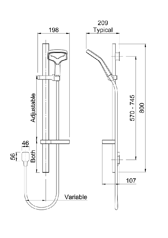 RUSRCP Железнодорожный душ Aurajet Rua Methven Хром - Вид №1
