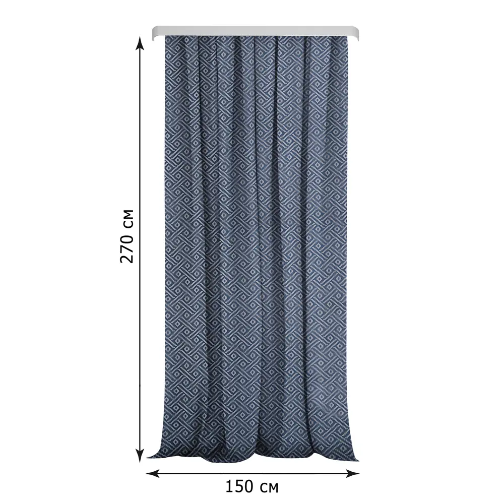 Штора на ленте Сканди 150x270 см цвет синий 89429985 STLM-2130679 Santreyd  - Вид №2