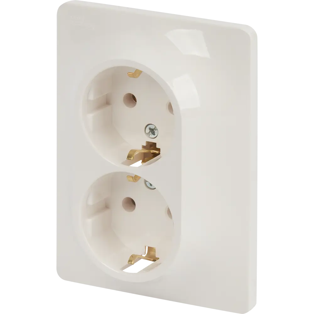 Розетка двойная встраиваемая Schneider Electric Glossa с заземлением цвет молочный SYSTEME ELECTRIC STLM-2054618 - Вид №1