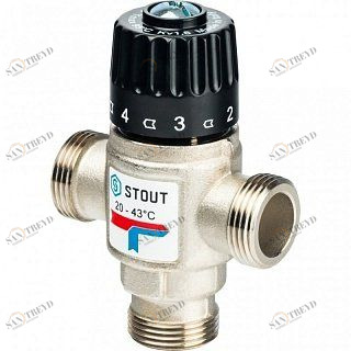 Термостатический смесительный клапан 3/4" STOUT НР 20-43°С 1,6 KV SVM0120164320