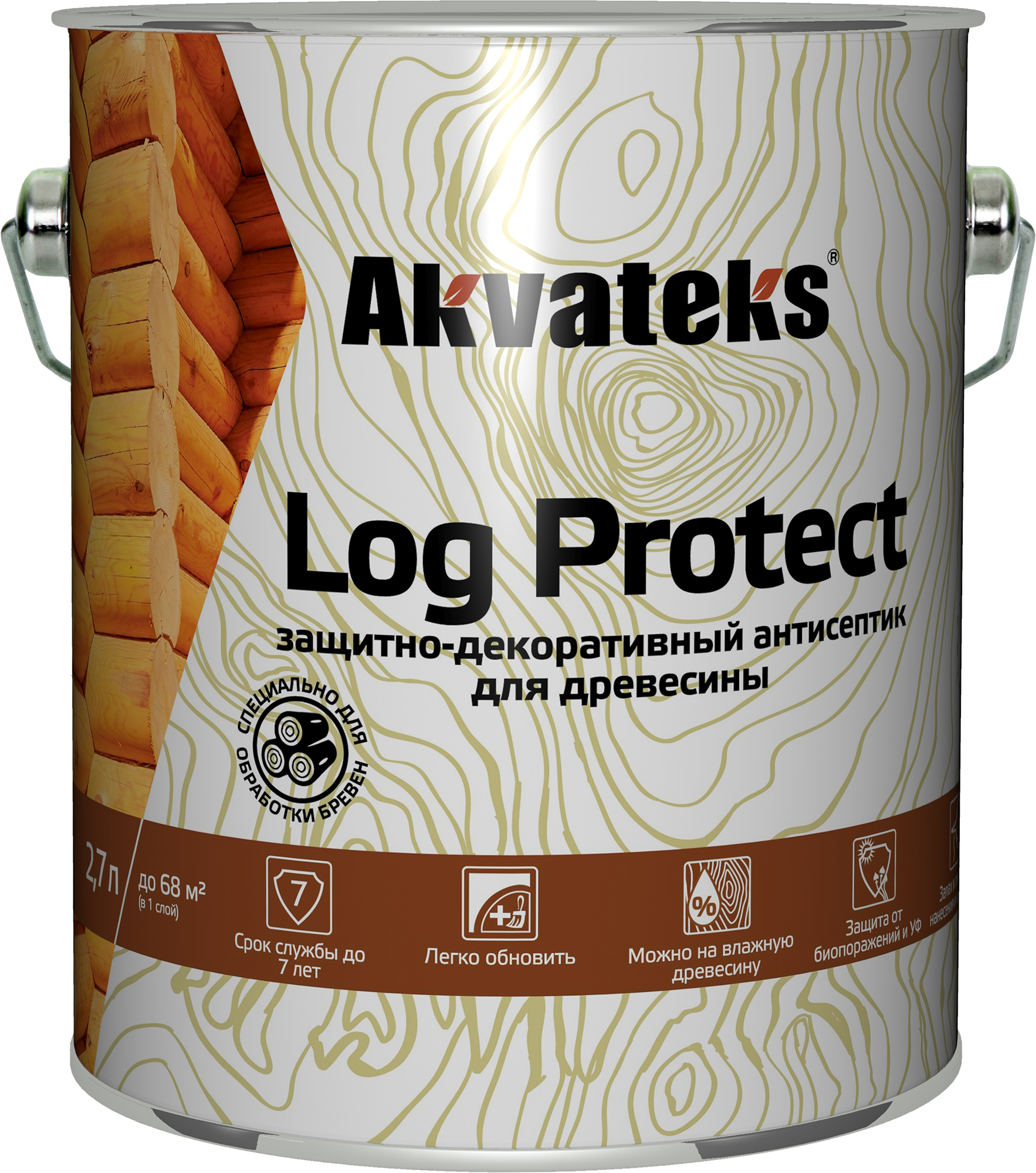 Антисептик АКВАТЕКС LOG Protect для защиты древесины 2.7 л 86364513 STLM-0068157 - Вид №1