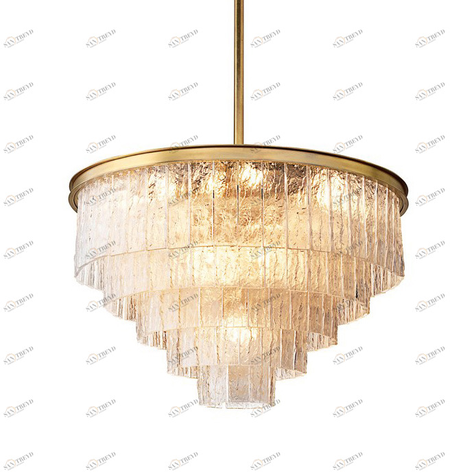 Люстра стеклянная на 10 ламп 55х82 см латунь Glace KG0998P-10R brass DELIGHT COLLECTION ДИЗАЙНЕРСКИЕ 00-3883098 Золото;прозрачный 