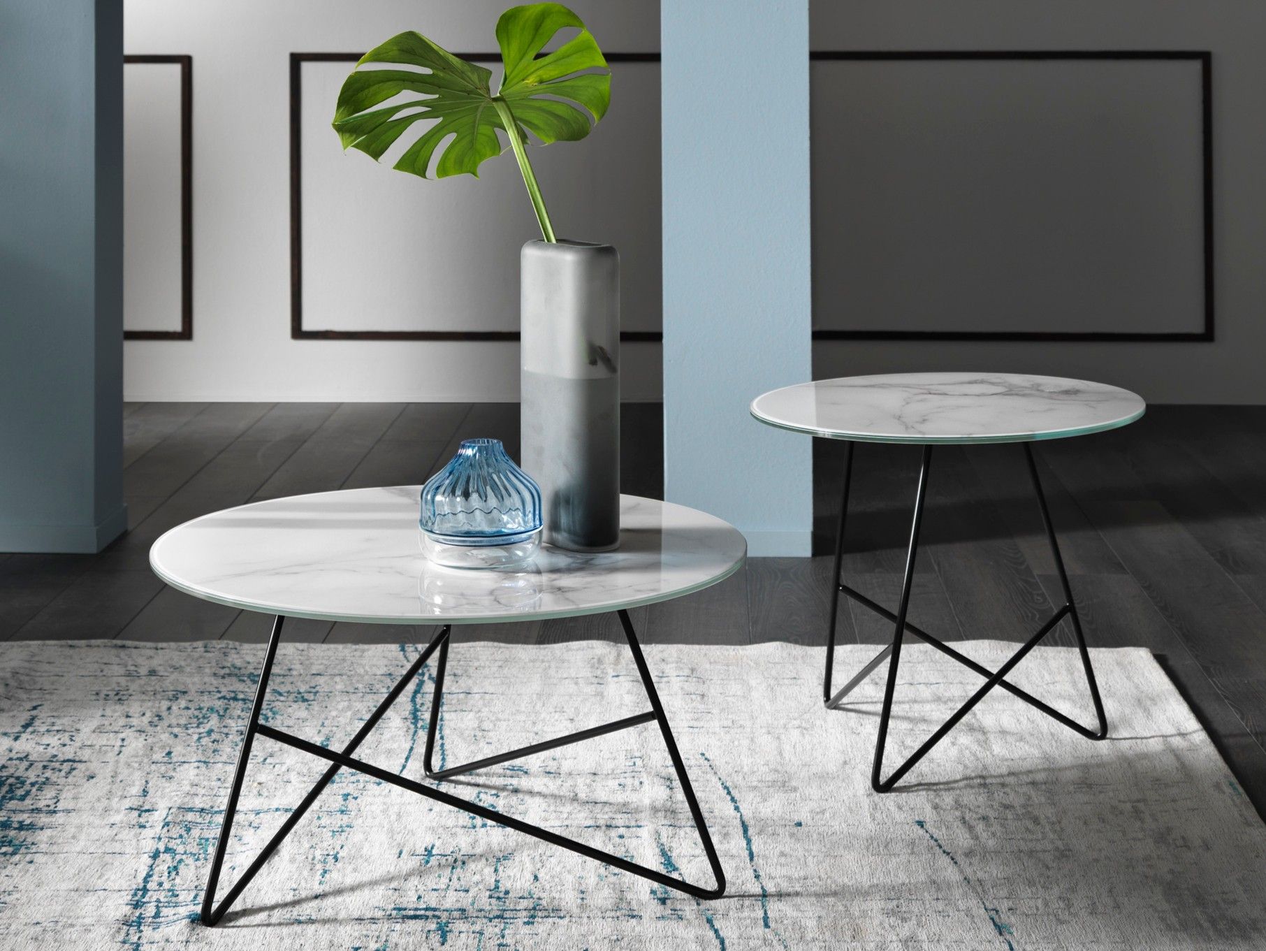 Круглый стеклянный журнальный столик-мрамор MEMEDESIGN ERMIONE ARCH-00137874