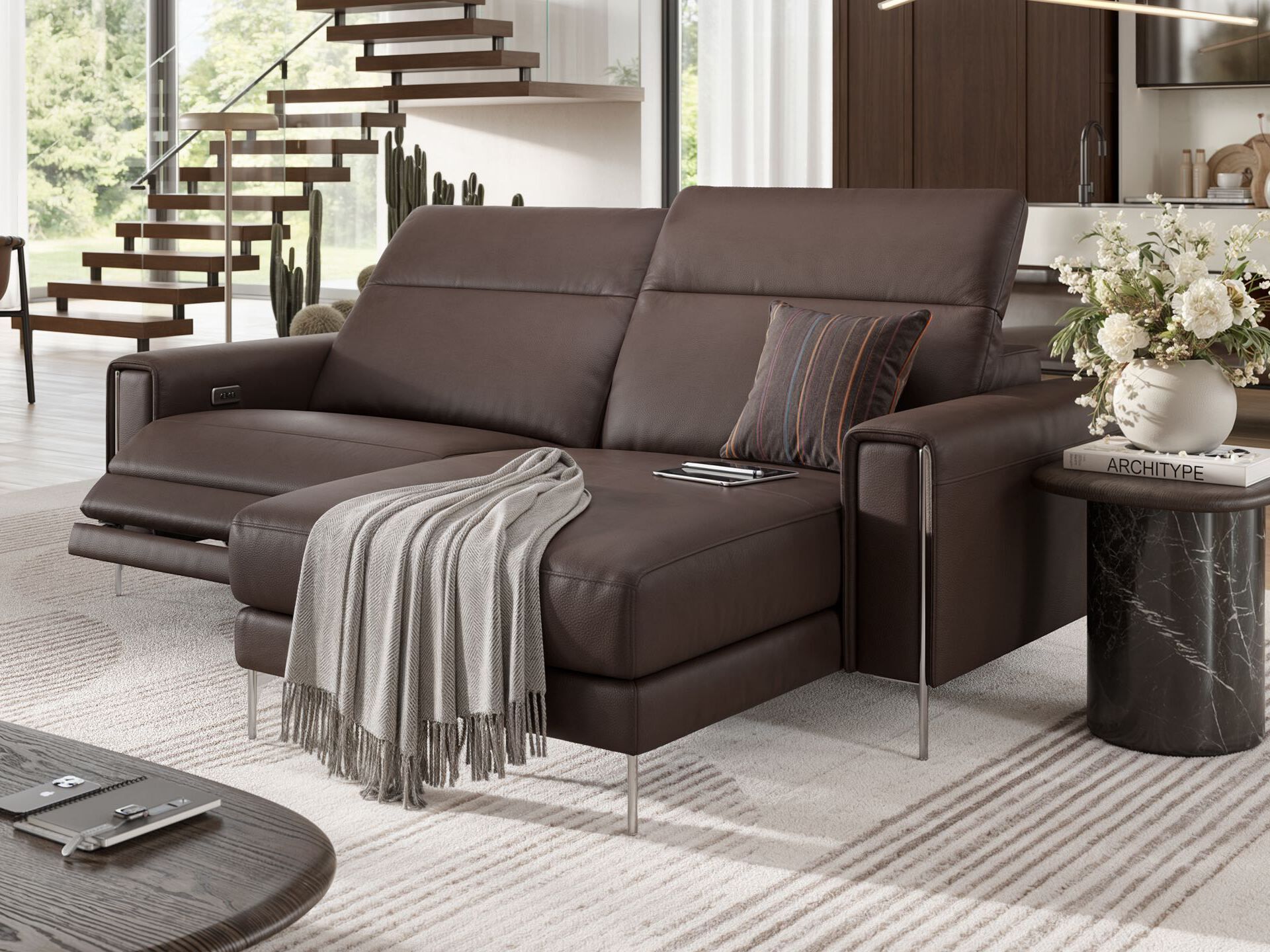 2-местный кожаный диван с полуостровом Sofanella Bellagio ARCH-00137541 - Вид №1