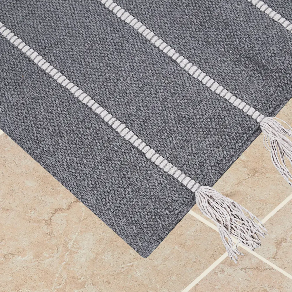 Коврик Inspire декоративный хлопок JACU 60x100 см с бахромой цвет серый 85077921 STLM-2156591  - Вид №1