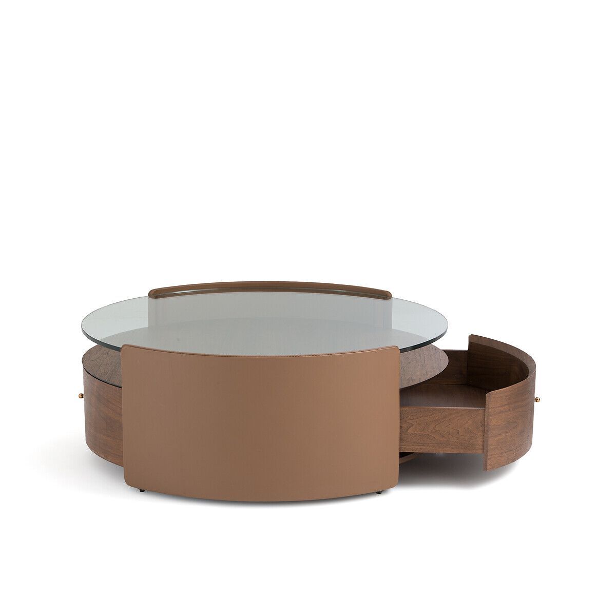 Круглый деревянный и кожаный журнальный столик AMPM Firmo ARCH-00008123 - Вид №1