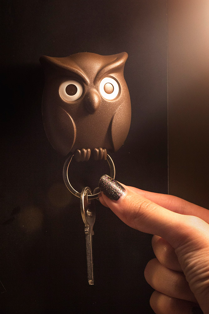 QL10195-BN Держатель для ключей night owl коричневый Qualy  - Вид №3