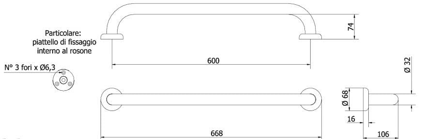Фиксированная ручка для ванной комнаты из нержавеющей стали Thermomat нержавеющая сталь ARCH-00067861 - Вид №4
