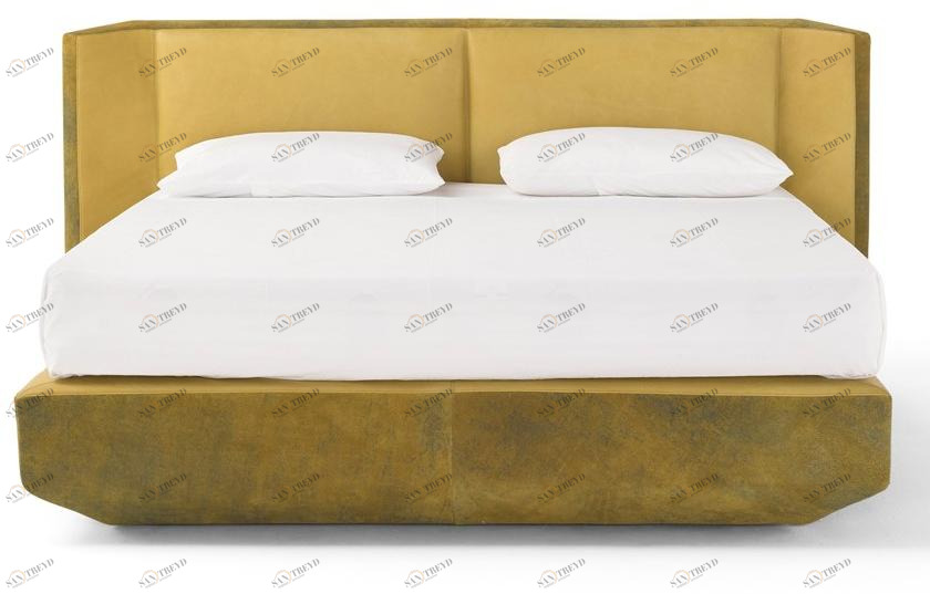 AMURA Двуспальная кровать из кожи с обитым изголовьем Panis sun-id-1513198