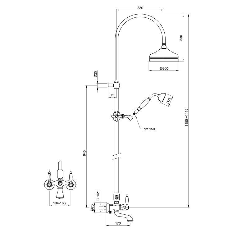 DO721208010 Душевая система Webert Dorian - Вид №1