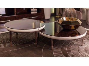 Мраморный низкий круглый журнальный столик для контракта