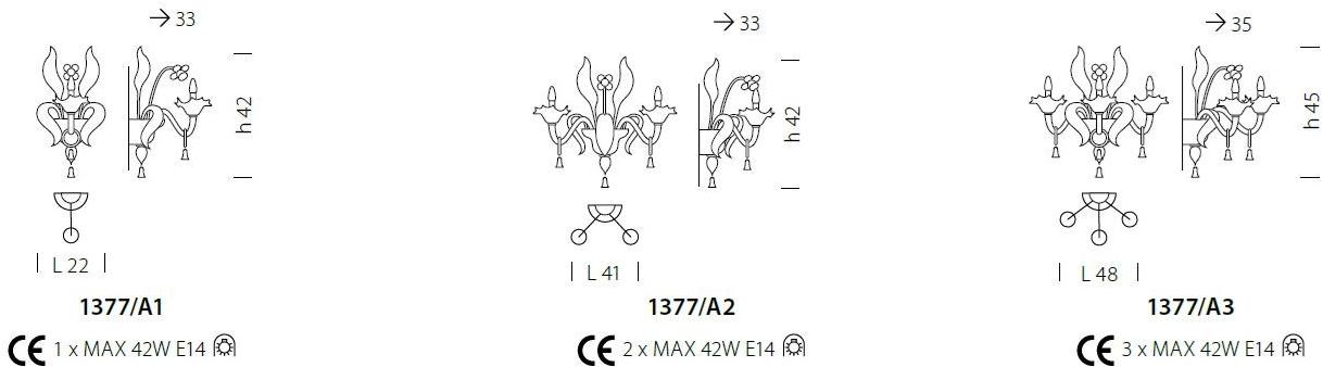 Sylcom Настенный светильник из стекла Giustinian 1377 - Вид №2