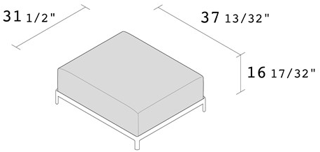 Alias Прямоугольный кожаный пуф с обивкой Aluzen soft P50 - Вид №3