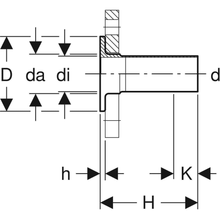 36153 Буртик с гладким концом Geberit Mapress из нержавеющей стали, для свободного фланца PN 6 Geberit  - Вид №2