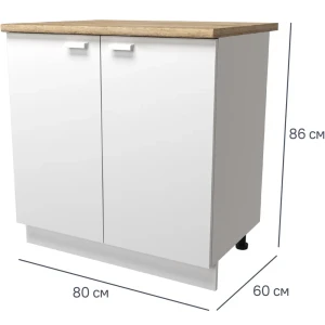 Кухонный шкаф напольный Изида 80x86x56 см ЛДСП цвет белый 86584102 STLM-2163932