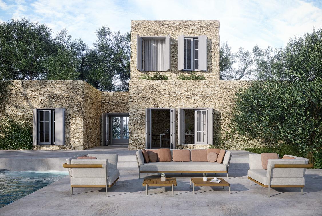 MNST1198 Большое среднее сиденье из teakа неро черный Manutti Flex - Вид №14