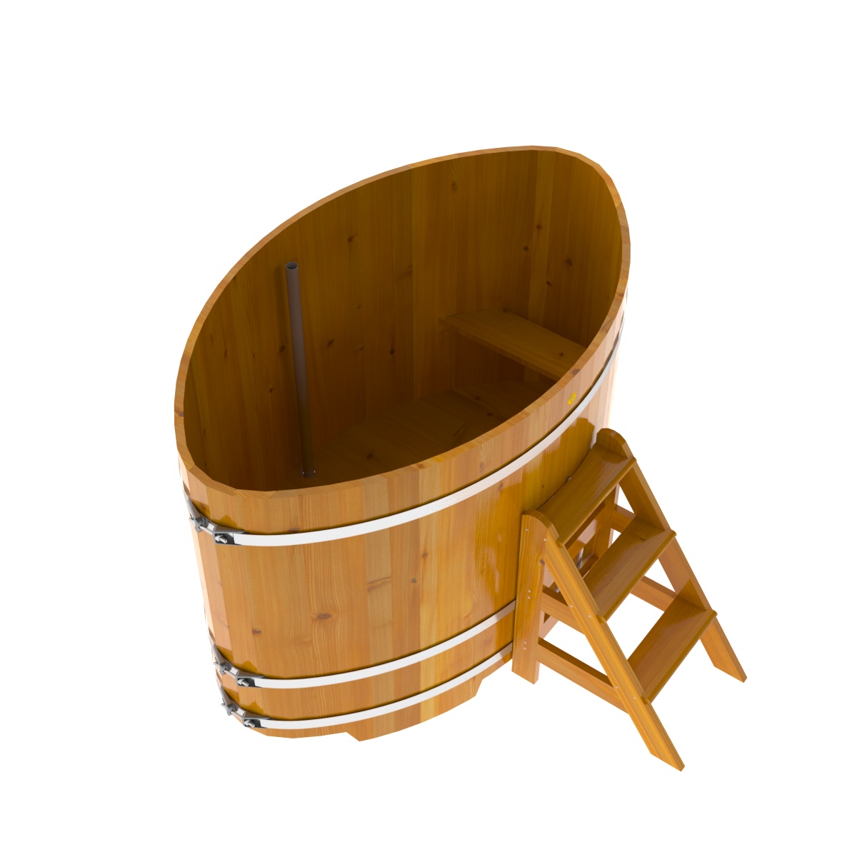 2298 Купель овальная из лиственницы Рустик 1,15х1,83х1,2 натуральная Alyarus  - Вид №2