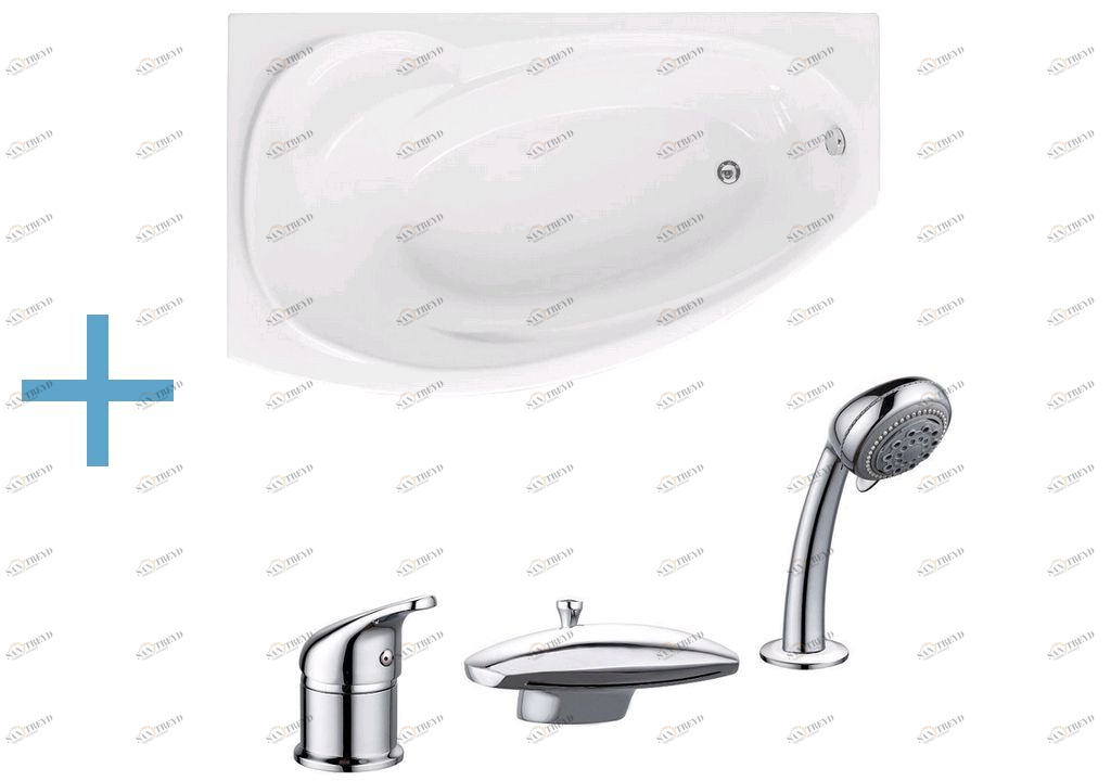 Акриловая ванна Aquanet Jersey 170x90 L (каркас + смеситель Aquanet Practic 2 AF111-63B) 002039880017934600216780