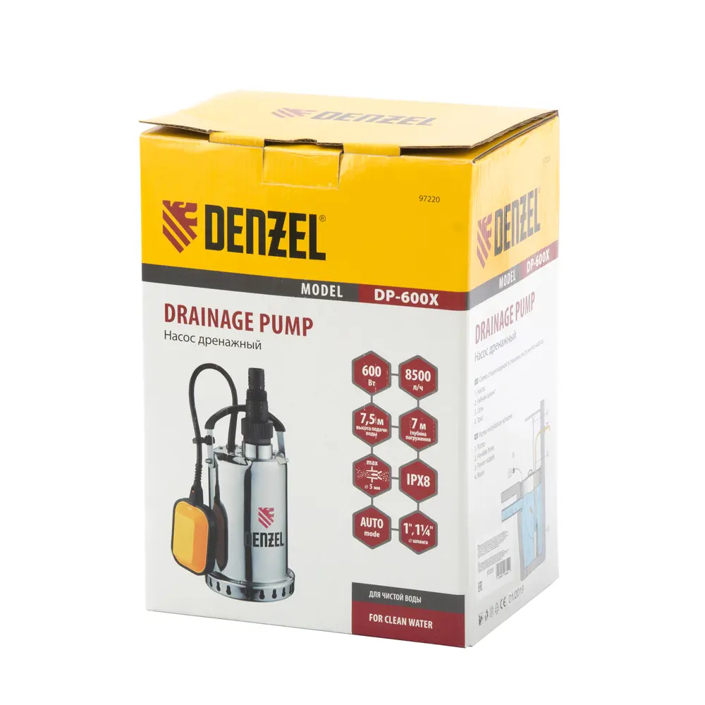 Насос погружной дренажный Denzel DP600X для грязной воды 13000 л/час 84406710 STLM-2185240  - Вид №4