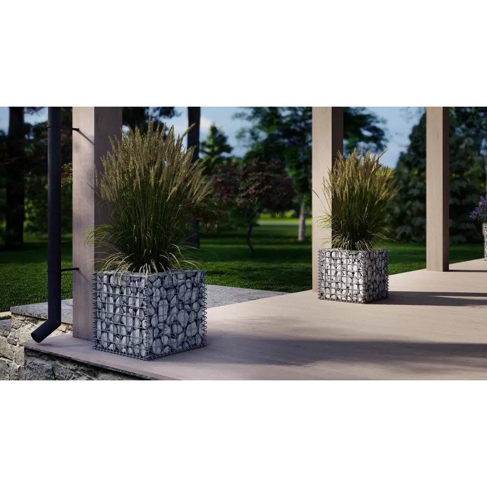 Габион-кашпо 40x40x40 см оцинкованная сталь серый Santreyd STLM-2048536 - Вид №3