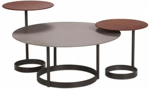 JORI Круглый журнальный столик для гостиной с кожаной столешницей