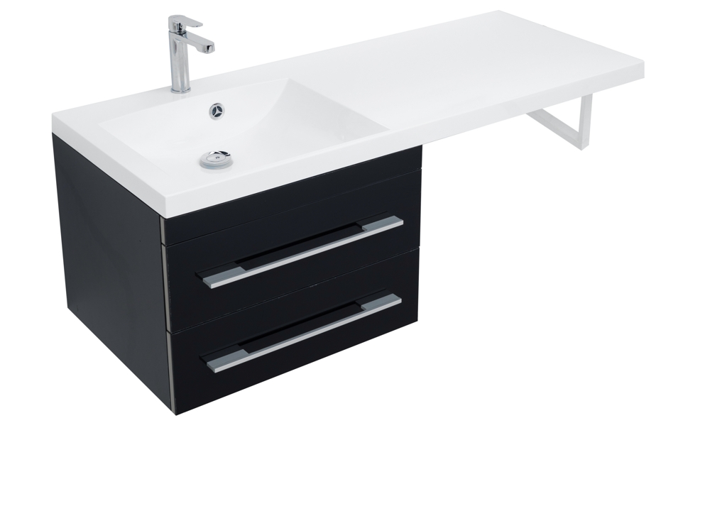 Тумба с раковиной Aquanet Верона 120 L черный (подвесная, 2 ящика) 0018017500239565 - Вид №12