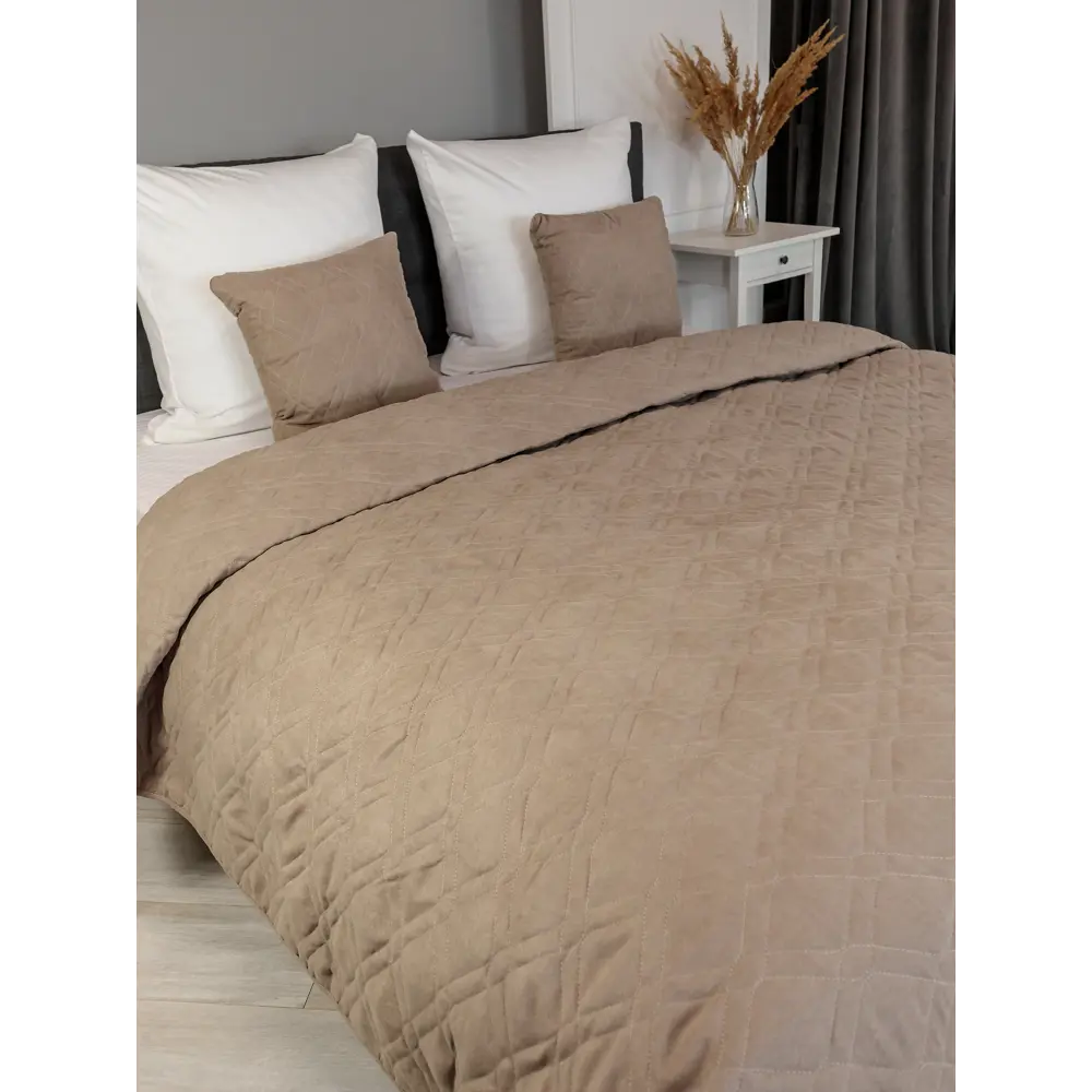 Покрывало Бельвита с замшевой текстурой 220x240 см в бежевых тонах 85295435 STLM-0060956 - Вид №3