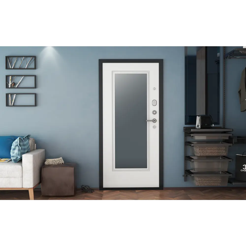 Дверь входная металлическая Премиум New 88x205 см правая белый с зеркалом DOORHAN STLM-2140953 - Вид №6