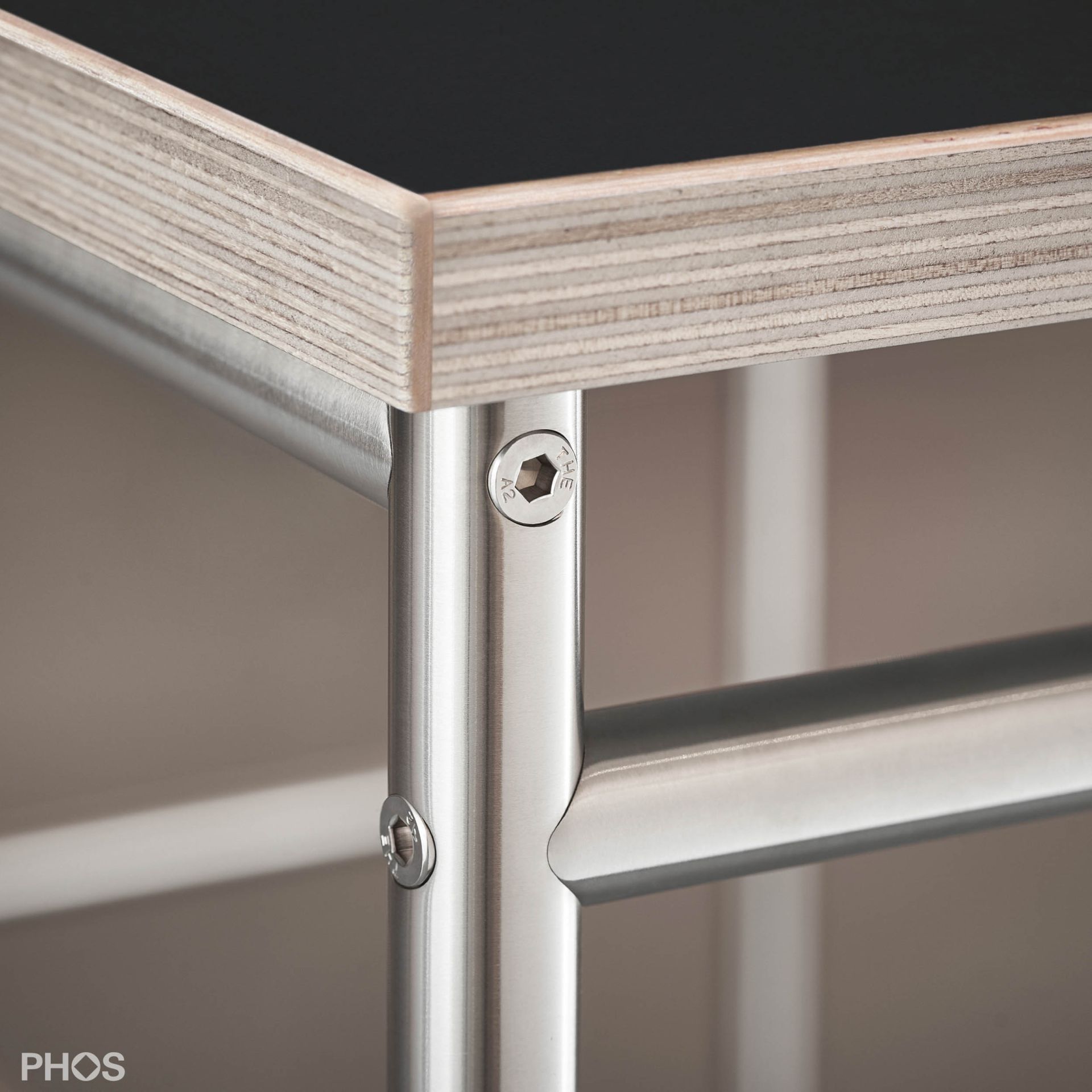 KATI-T1-60x60-MS Стол Karlsruhe - барный стол t1 с черной столешницей - 60 x 60 x 105 см. PHOS  - Вид №5