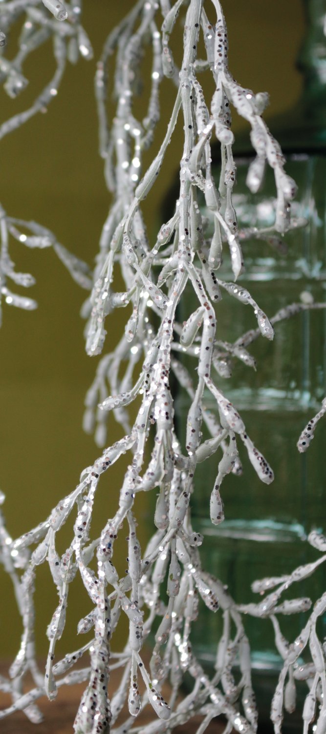 1706 996 a3 Вешалка для кактусов из искусственной омелы с глиттером, 93 см, серебро H-andreas  - Вид №3