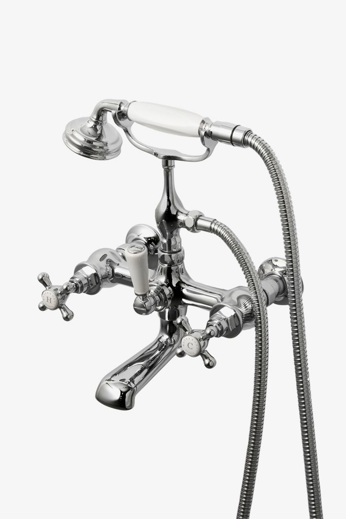 HGXT20 Настенный наполнитель для открытых ванн Highgate с ручным душем и металлическими поперечными ручками Waterworks 