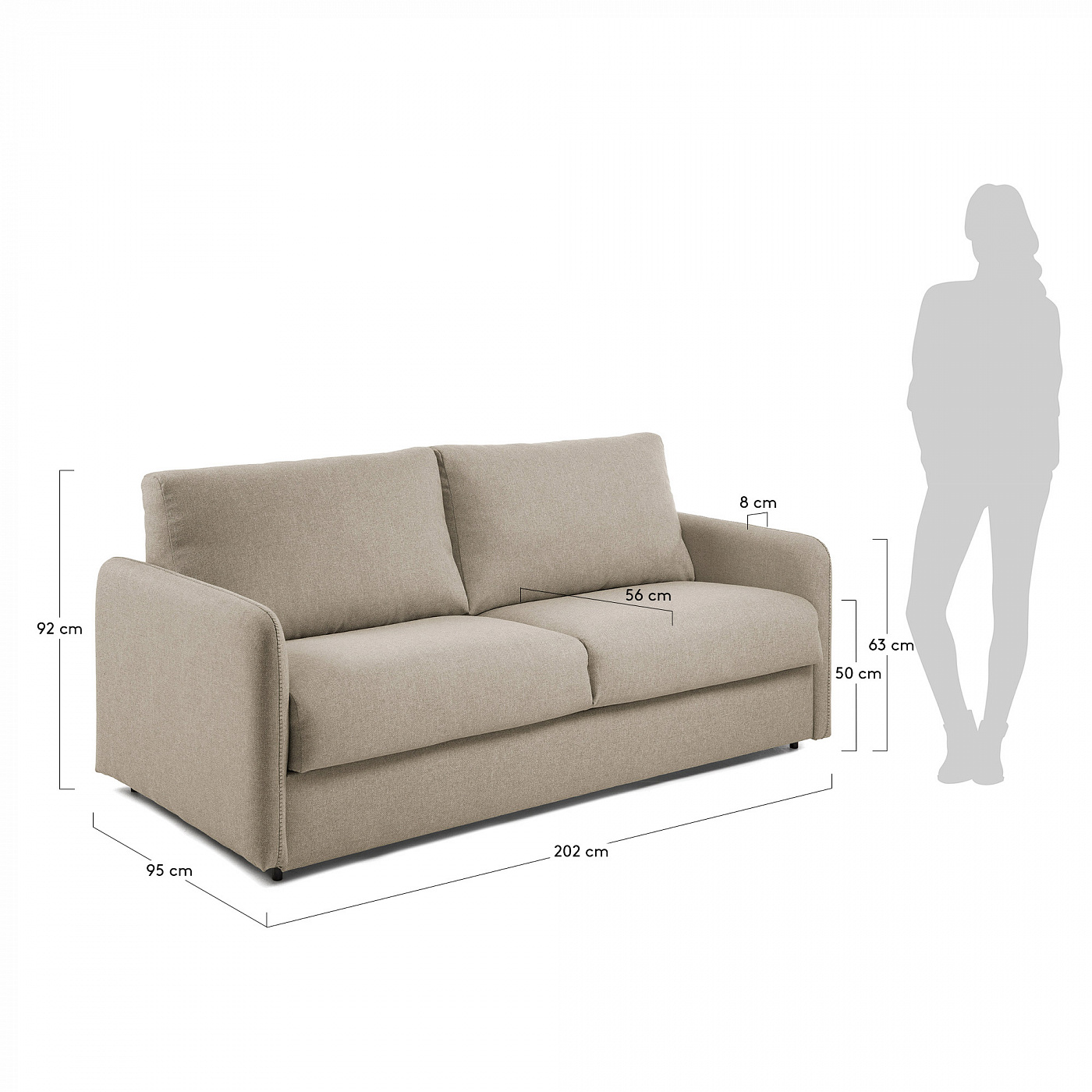 054398 Диван-кровать Komoon 160 visco матрас бежевый La Forma Kymoon  - Вид №1