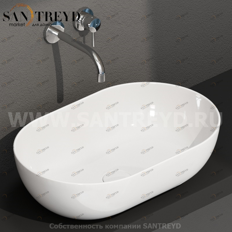 B6O54BI Накладная раковина на столешницу  овальная Ceramica Globo T-EDGE