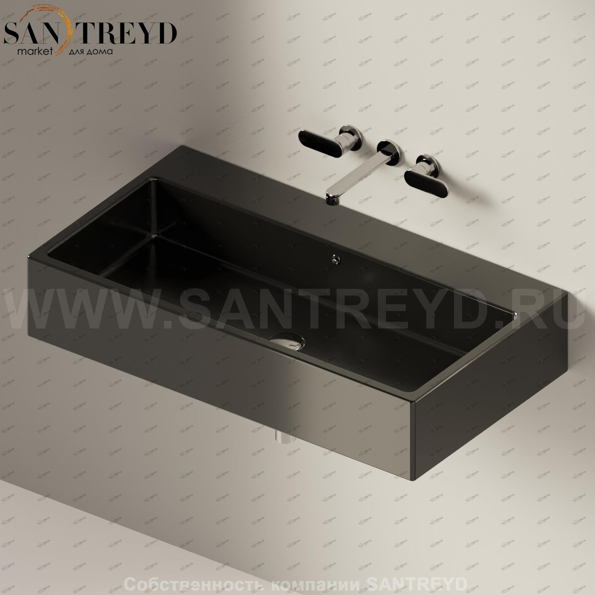 50519017 Подвесная раковина настенная прямоугольная Ceramica Flaminia Acquagrande черная