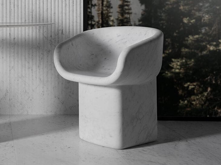 Мраморный поворотный стул с подлокотниками LUCE DI CARRARA Козимо ARCH-00110704