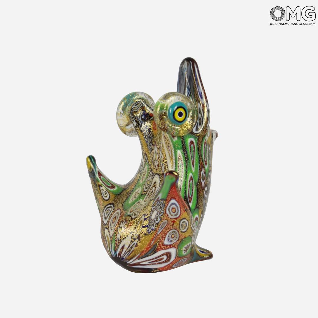 1418 ORIGINALMURANOGLASS Фигурка лягушки Миллефиори Муррины золото - Rana Millefiori Oro - муранское стекло  см  - Вид №1