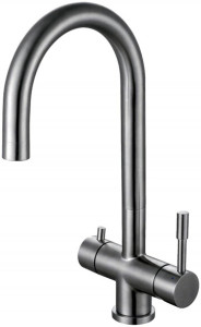 Смеситель ZorG Inox Grantis SZR-1339 F-A для кухонной мойки, сталь