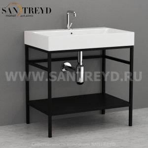 924231 Cento напольная структура из стали, с металлической полкой черной матовой 70 см Kerasan Cento Италия