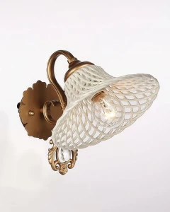 Бра с керамическим плафоном белое "Ирма" W17069/1NPI LUMIEN HALL ФЛОРИСТИКА 00-3929719 Белый;бронза