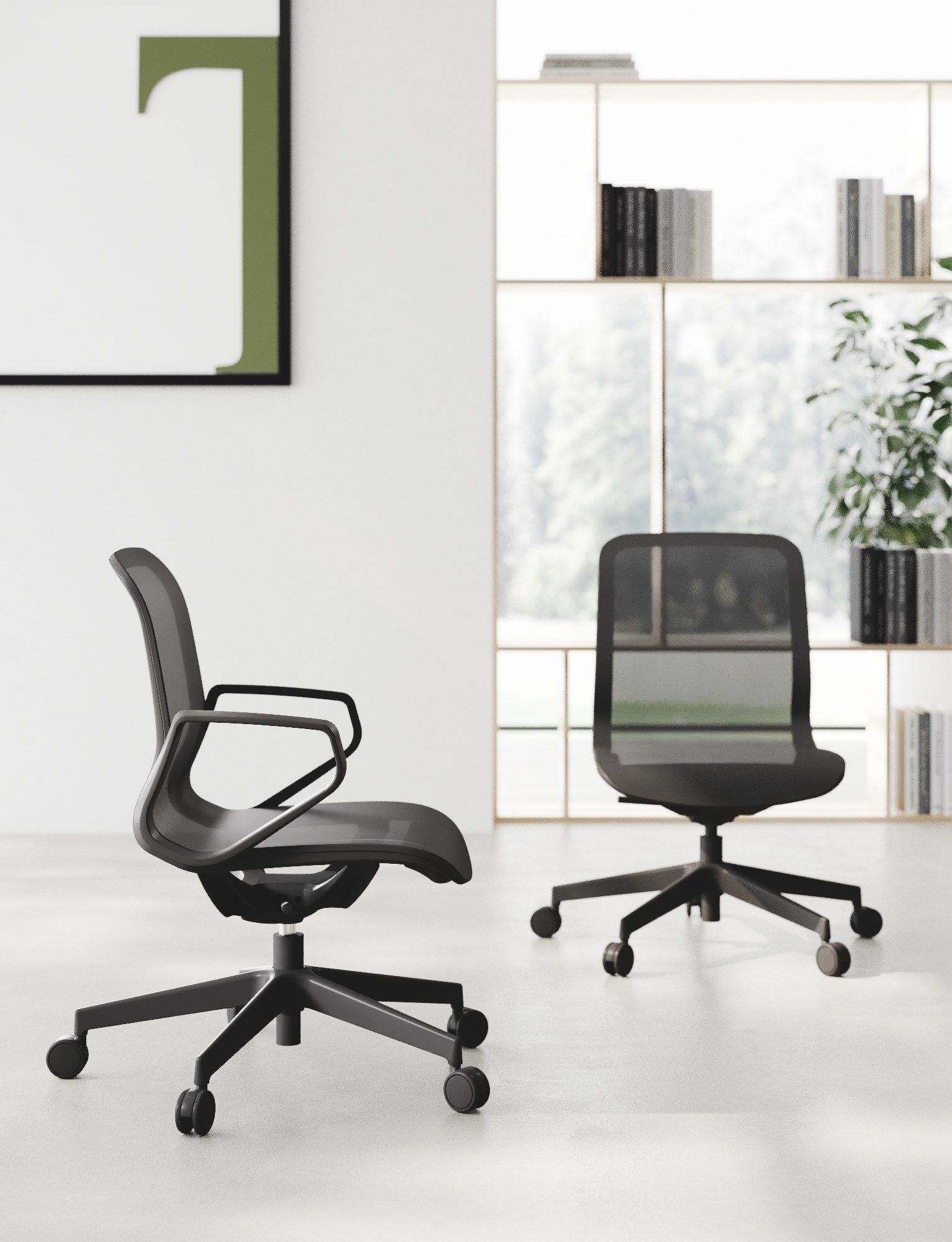 Офисное кресло с регулируемой высотой и сетчатым колесом с 5 спицами Las Mobili текстура ARCH-00046729 - Вид №1