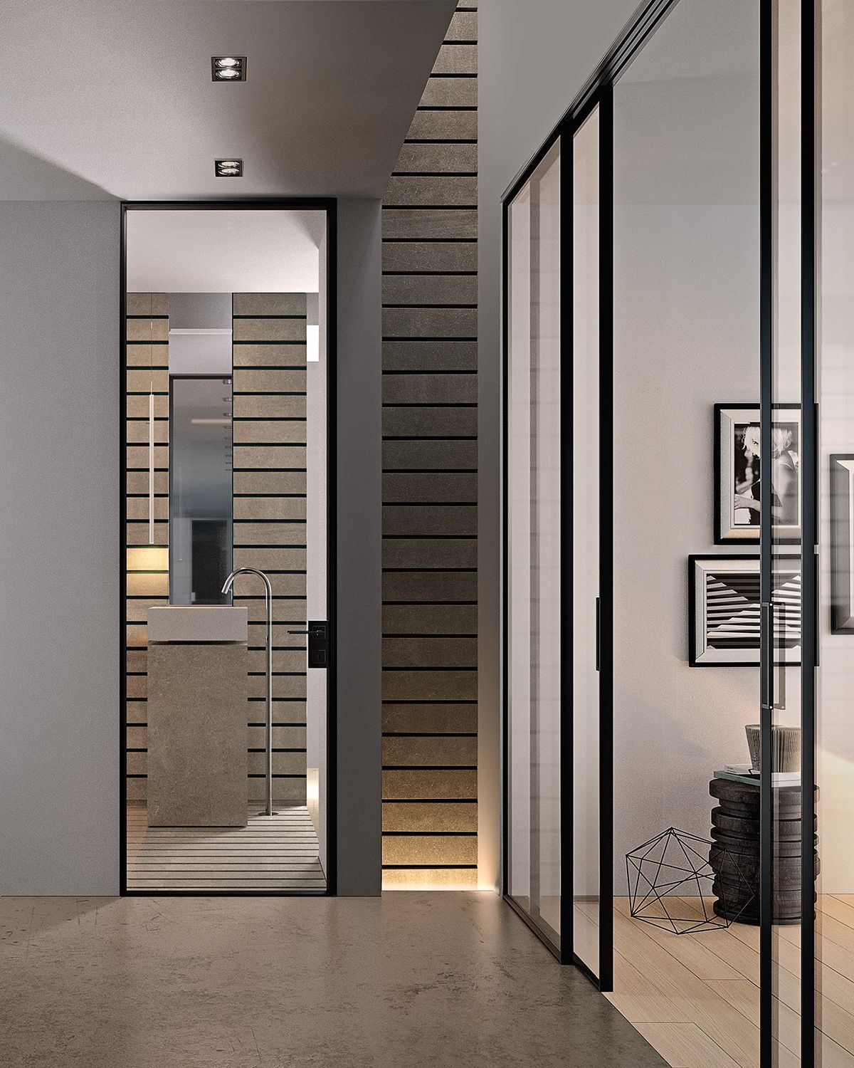 Стеклянная и алюминиевая конструкция распашной двери GIDEA G-Like ARCH-00101676 - Вид №7